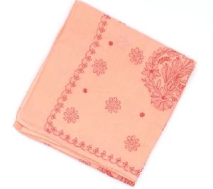 Peach Floral Motifs Chikankari Embroidered Cotton Ladies Saree