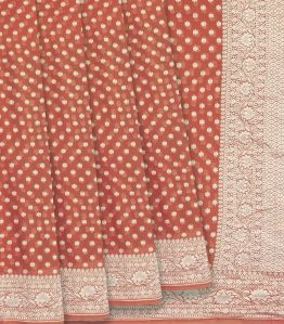 floral motifs vine motifs rust handwoven khadi georgette silk saree