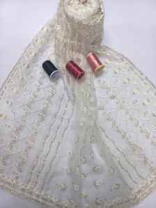Designer Embroidered Organza Dupatta Fabric