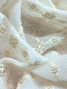 Dyeable Schiffli Embroidered Georgette Fabric