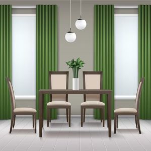 Green Shutters pattern curtains