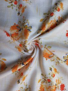 Latest Poly Linen Cotton Floral Print fabric