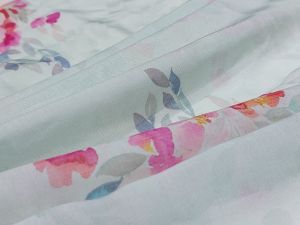 Pink Floral Viscose Muslin Print Fabric