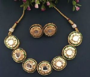 Gold Plated Polki Necklace Set