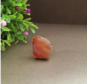 Golden Raw Uncut Stone Adjustable Ring