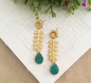 Miya Flower Drop Twisted Leaf Earrings