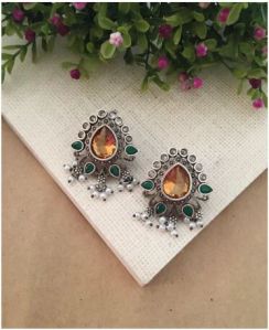 Priyam Silver Oxidixed Stud Earrings