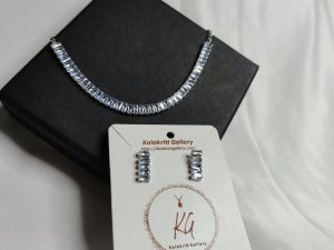 Silver Plated AD Stone Necklace Set