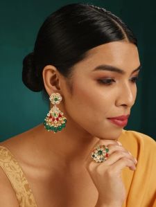 Kundan/Polki Dangler Woman Earrings