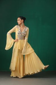 Lemon Plated Woman Sharara Set