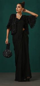 Woman Black Drape Saree