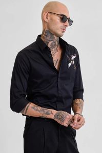 BLACK EMBELLISHED Mens SHIRT