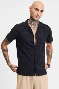 BLACK GEOMETRIC FIT Mens SHIRT