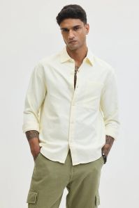 CREAM GEOMETRIC REGULAR FIT Mens OVERSHIRT