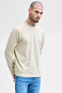 CREAM SOLID Mens SWEATSHIRT