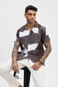 DARK BROWN ABSTRACT FIT Mens SHIRT