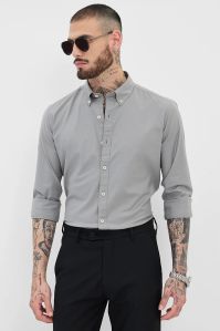 LIGHT GREY SLIM FIT STRETCH Mens SHIRT