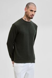 OLIVE TEXTURED Mens SWEATSHIRT