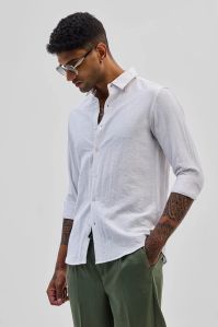 WHITE LINEN Mens SLIM FIT SHIRT