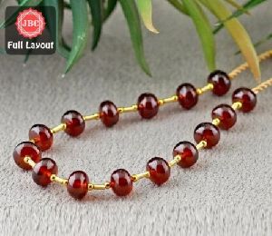 HESSONITE GARNET SMOOTH RONDELLE SHAPE STRAND GEMSTONE BEADS