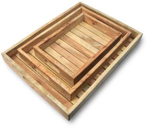 Premium Wooden Serving Tray Combo Natural