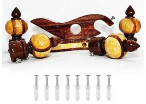 Wooden Double Curtain Finials with Bracket