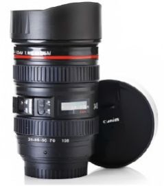 Plastic Camera Lens Shaped Coffee Mug With Lid