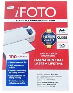 iFOTO 125 Micron A4 Glossy 225x310mm Thermal Lamination Pouch