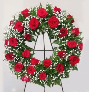 Elegant Red Rose Floral Wreath