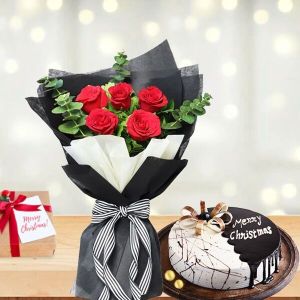 Red Roses and Decadent Cake Delight