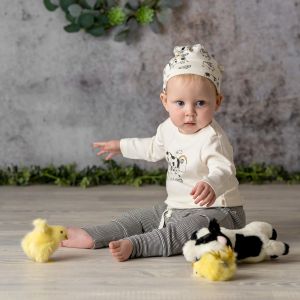 Farmyard Animals Style Neutral Knotted Beanie For Baby