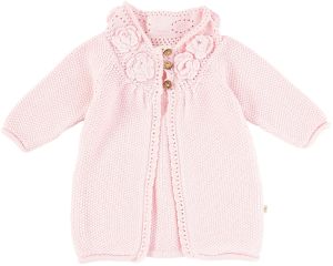 Soft Pink Knitted Floral Baby Girl Cardigan