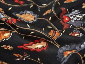 Black Floral Pure Mul Mul Cotton Fabric