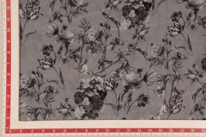 Precut 1 Metre Grey 60 Gram Printed Silk Crepe Fabric