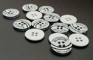 White Circular 4 Hole Polyester Buttons