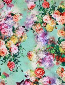 Green Satin Printed Fabric