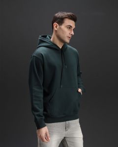 Mens Cannac Bottle Green Plain Oversized Hoodie