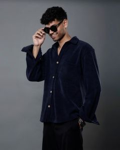 Mens Cannac Dark Blue Plain Shirt