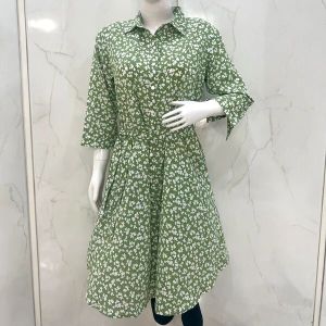 Ladies Collar Neck Front Open A-Line Kurti Top 223059231