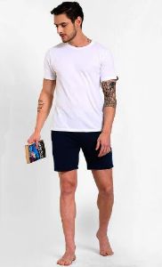 Men's Black Knit Cotton Shorts