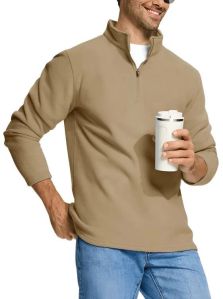 Men's Solid Half Zip Woolen Sweater Pullover