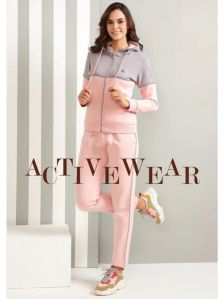 women Kayal Pink Track Suit with Hoodie