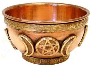 Copper Offering Bowls Triple Moon