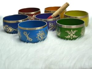 Brass Seven Chakra Singing Bowl with Seven Color of Chakra