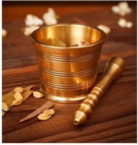 Vintage Brass Mortar And Pestle (Okhli) - Large