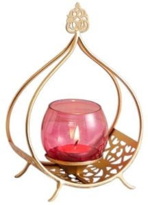 Iron and Glass Votive Candle Holder With Frame