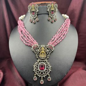 LAXMI JI DESIGN GOLD-PLATED NECKLACE AND EARRINGS BRIDAL JEWELLERY SET