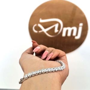 SILVER PLATED BRACELET WITH SPARKLING ZIRCON STONES