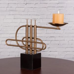 Jazz Nights (Gold / Black) Marble Candle Holder