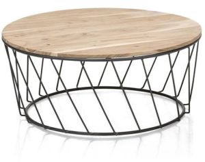 Acacia round metal coffee table